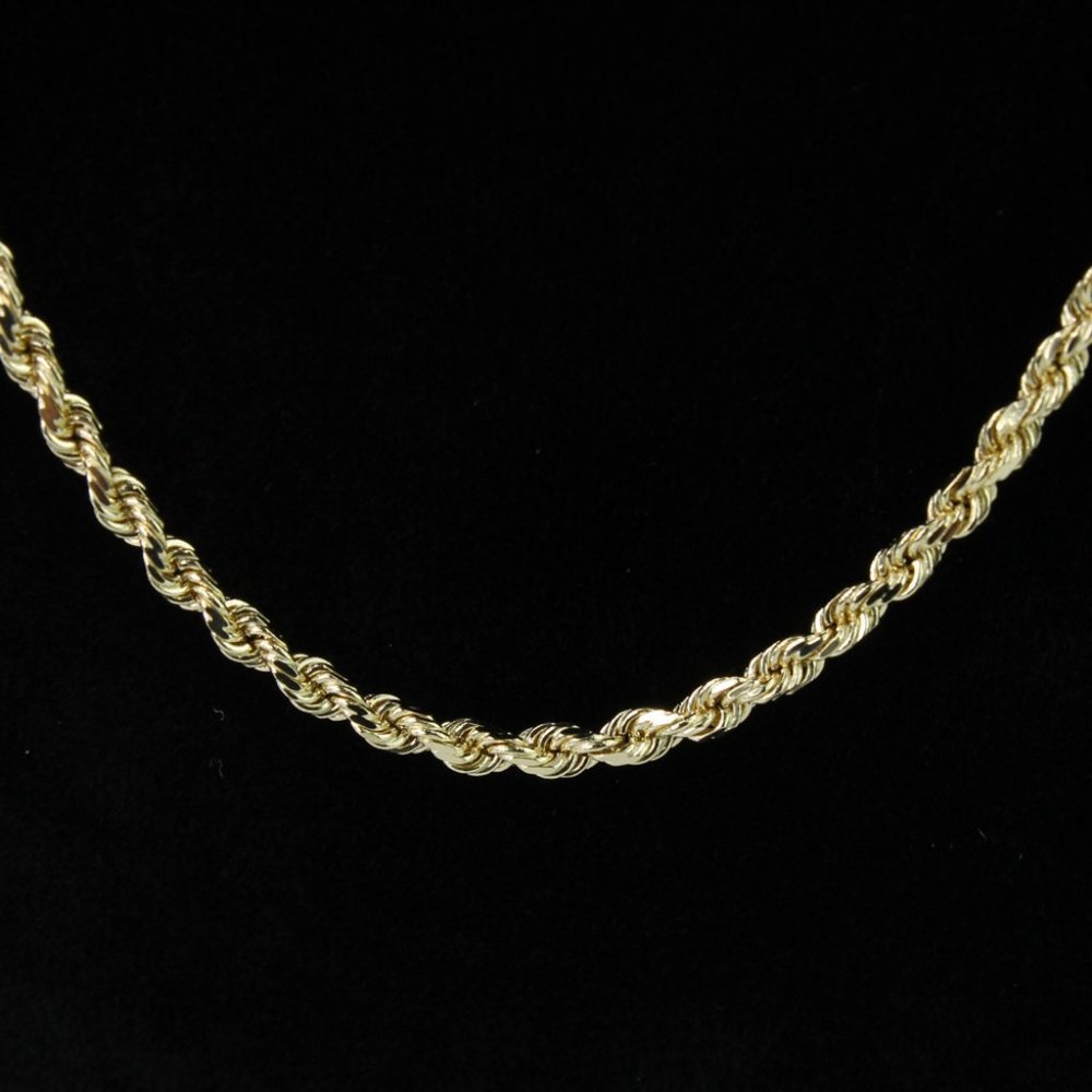 14k Yellow Gold Rope Chain Necklace - 24"
